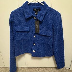 Rachel Zoe Tweed Jacket in Blue, Size S